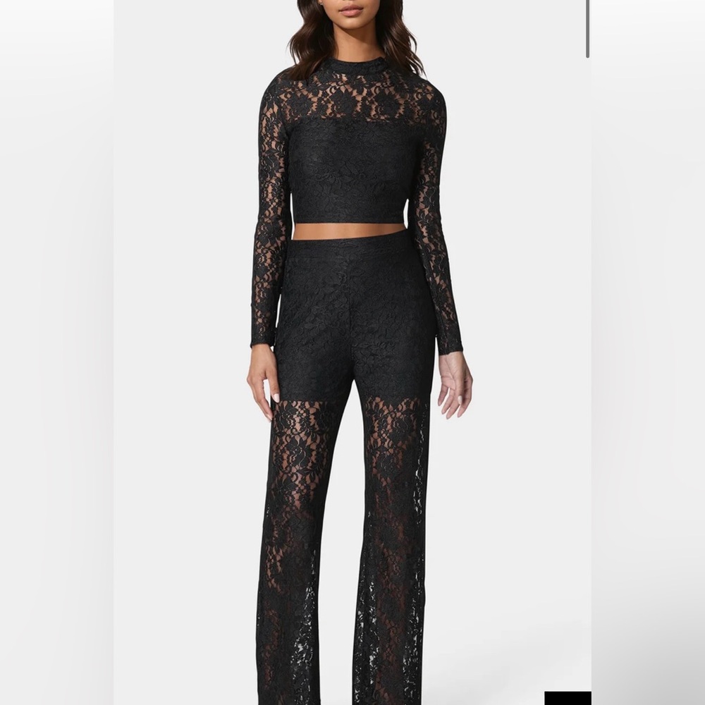 bebe Black Lace Boot Cut Jumpsuit